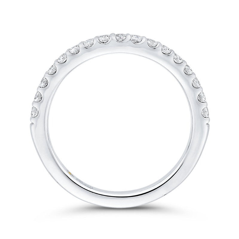 Round Diamond Half-Eternity Wedding Band in 14K White Gold