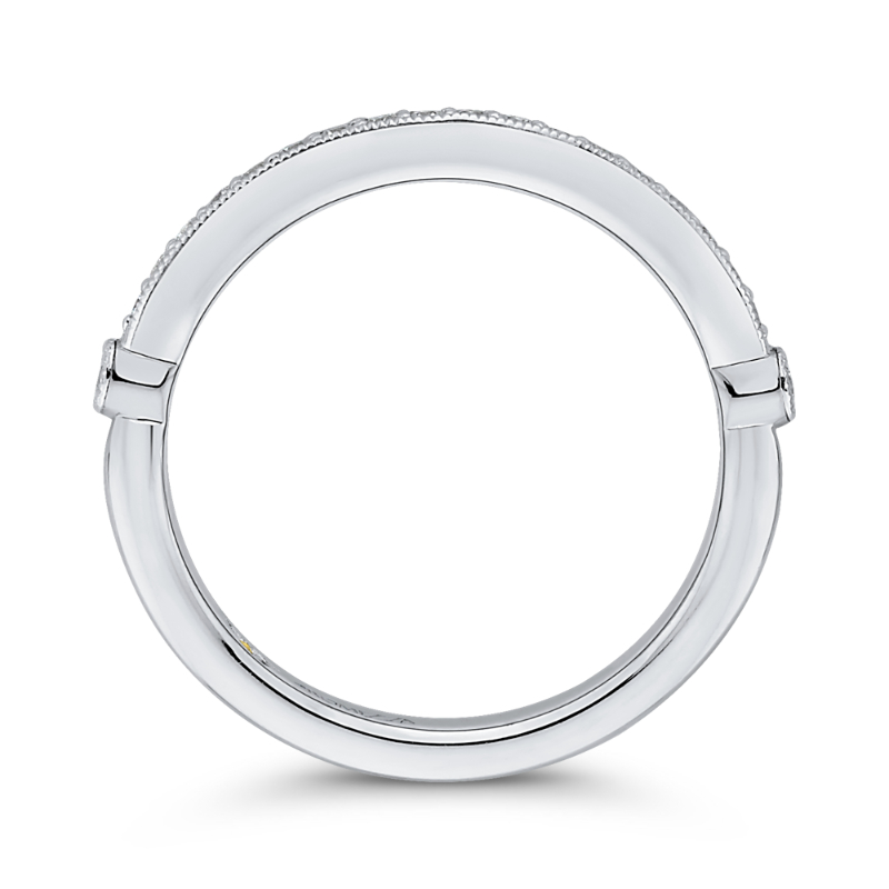 Round Diamond Half-Eternity Wedding Band in 14K White Gold