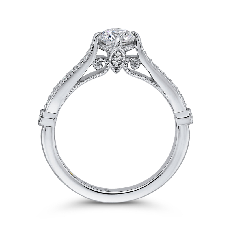 Round Diamond Engagement Ring in 14K White Gold