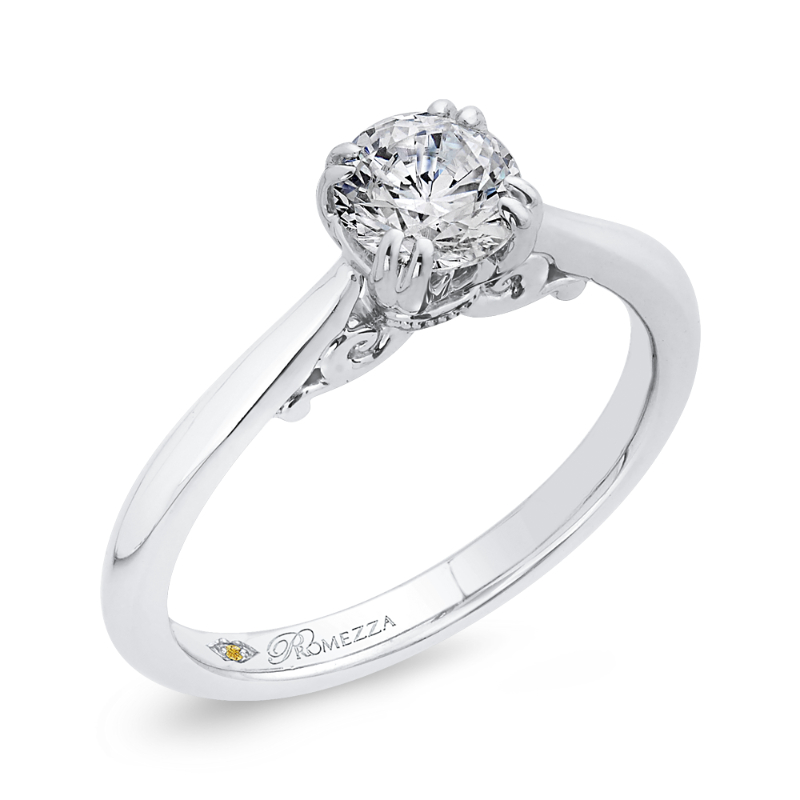 Solitaire Diamond Cathedral Style Solitaire Engagement in 14K White Gold