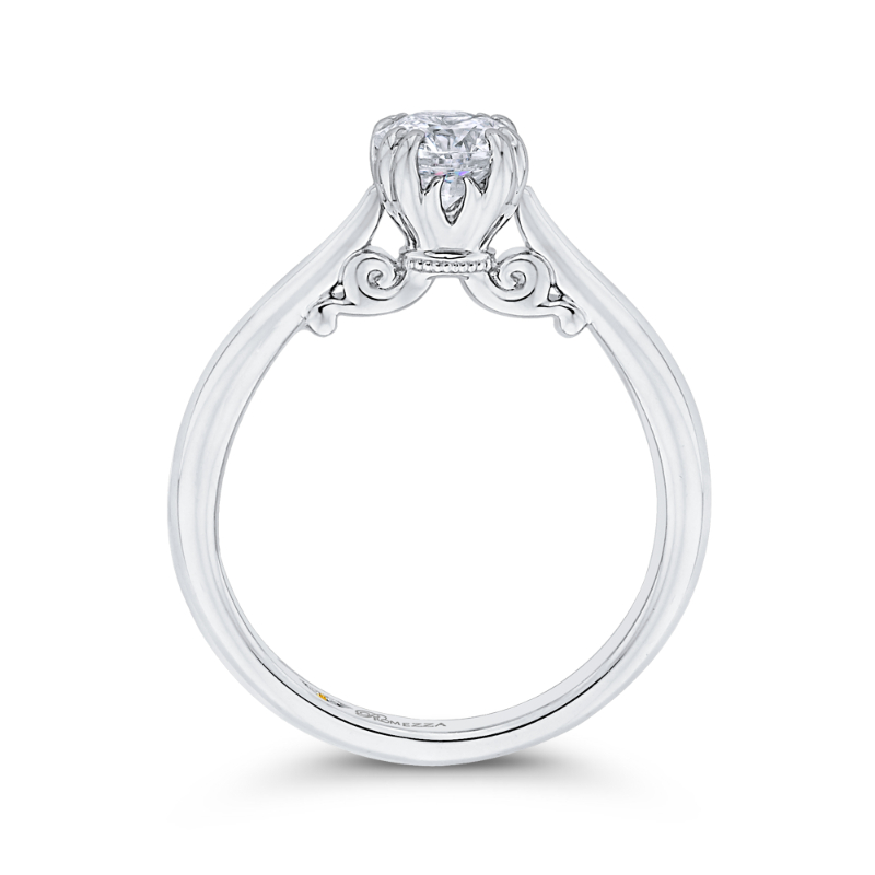 Solitaire Diamond Cathedral Style Solitaire Engagement in 14K White Gold