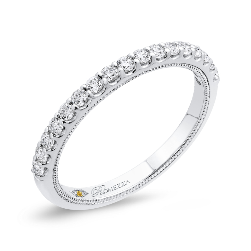 Round Diamond Half-Eternity Wedding Band in 14K White Gold