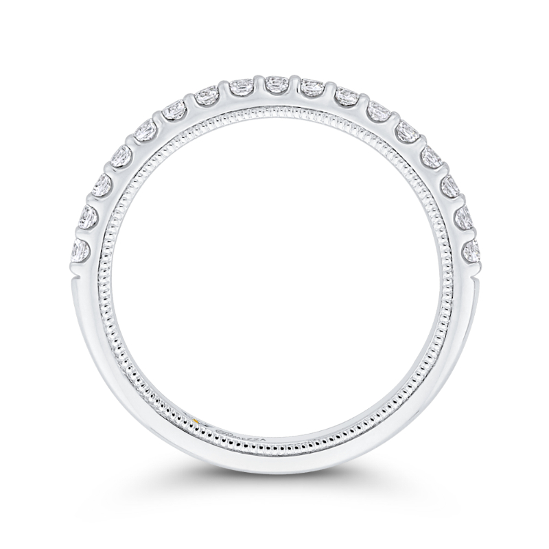 Round Diamond Half-Eternity Wedding Band in 14K White Gold