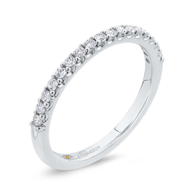 Round Diamond Half-Eternity Wedding Band in 14K White Gold
