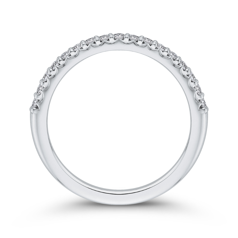 Round Diamond Half-Eternity Wedding Band in 14K White Gold