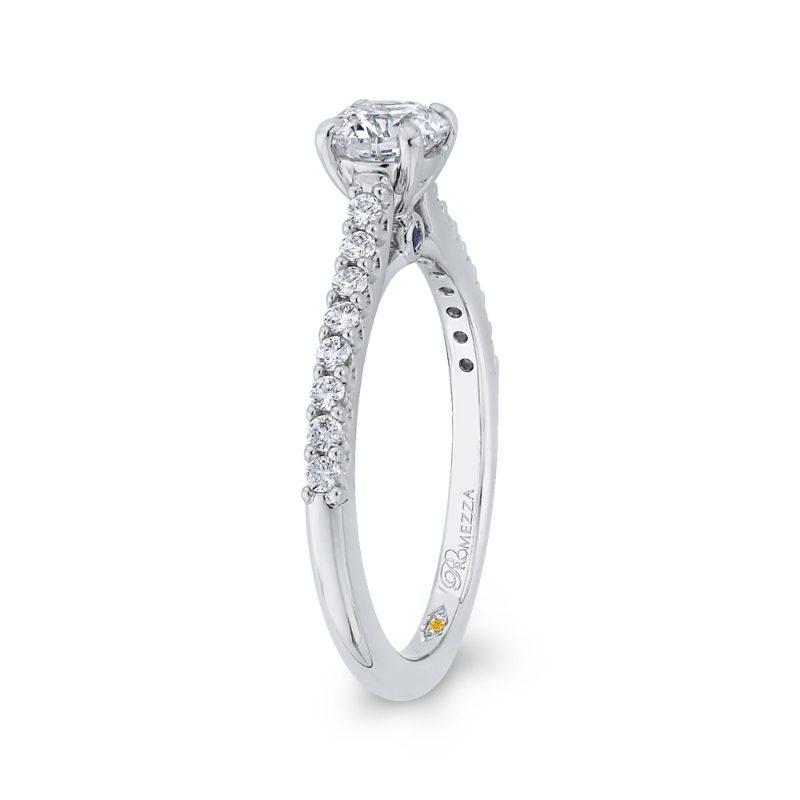 Round Diamond Cathedral Style Engagement Ring in 14K White Gold