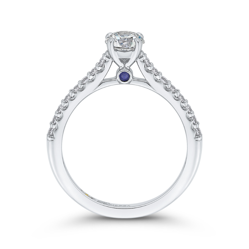 Round Diamond Cathedral Style Engagement Ring in 14K White Gold