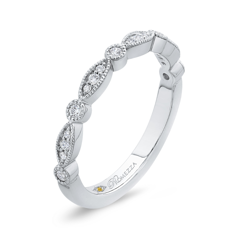 Round Diamond Half-Eternity Wedding Band in 14K White Gold