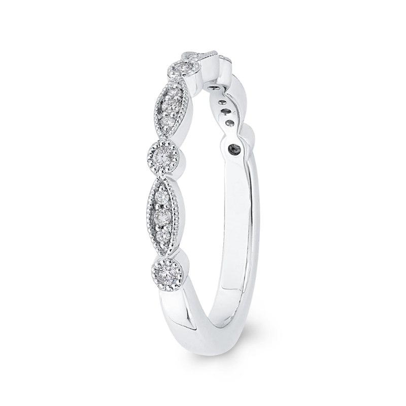 Round Diamond Half-Eternity Wedding Band in 14K White Gold