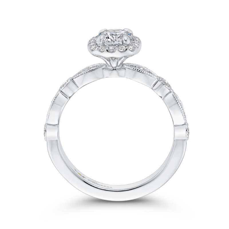 Round Diamond Halo Engagement Ring in 14K White Gold