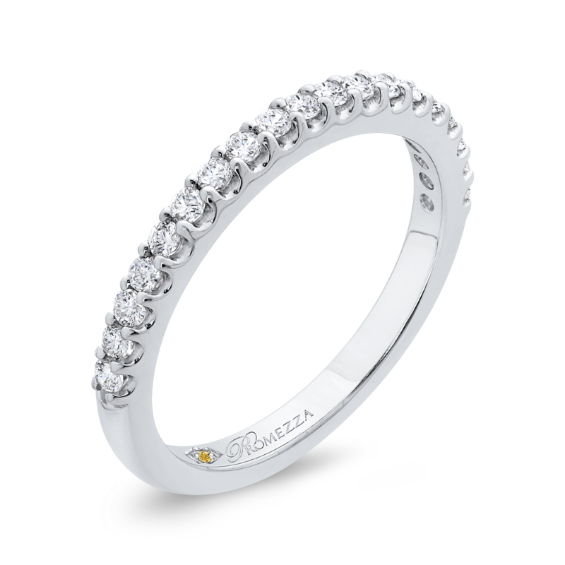 Round Diamond Half-Eternity Wedding Band in 14K White Gold