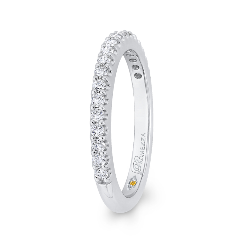 Round Diamond Half-Eternity Wedding Band in 14K White Gold