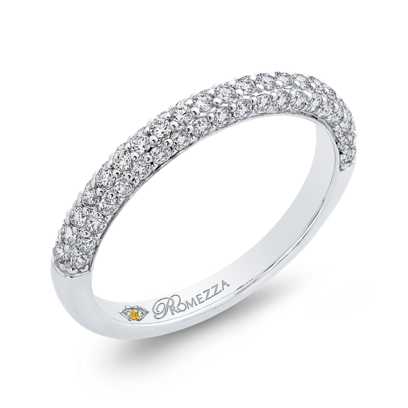 Round Diamond Half-Eternity Wedding Band in 14K White Gold