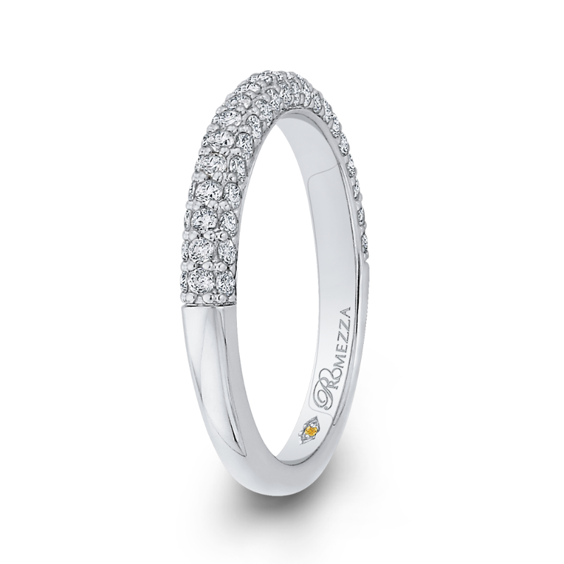 Round Diamond Half-Eternity Wedding Band in 14K White Gold