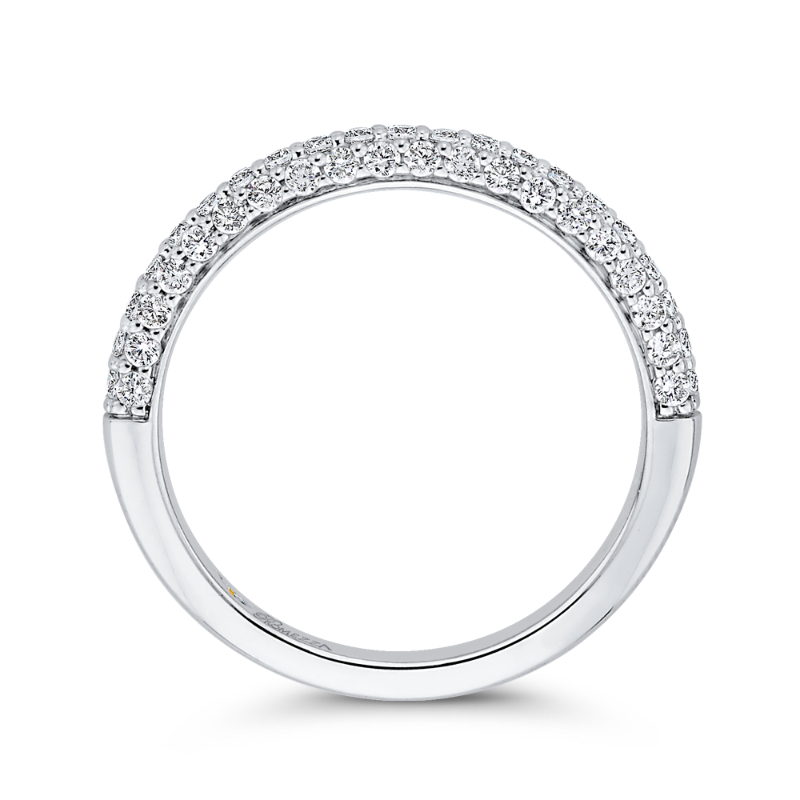 Round Diamond Half-Eternity Wedding Band in 14K White Gold