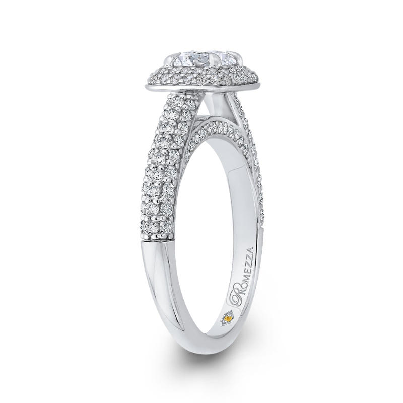 Round Diamond Double Halo Engagement Ring in 14K White Gold