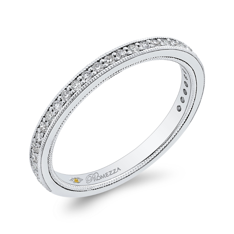 Round Diamond Half-Eternity Wedding Band in 14K White Gold
