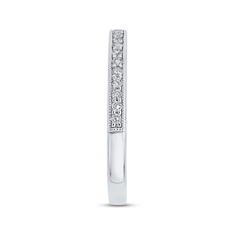 Round Diamond Half-Eternity Wedding Band in 14K White Gold