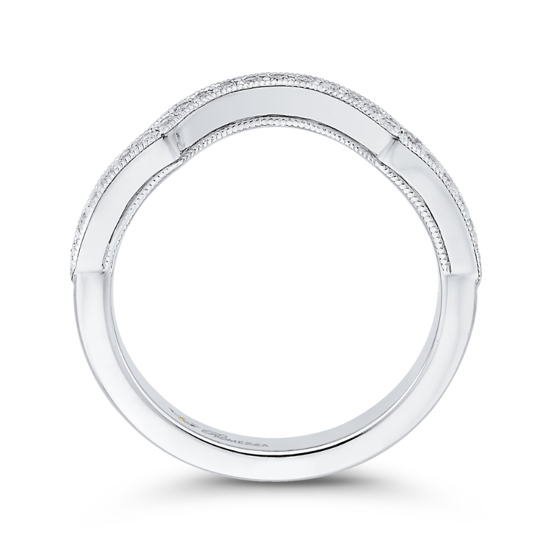 Round Diamond Half-Eternity Wedding Band in 14K White Gold