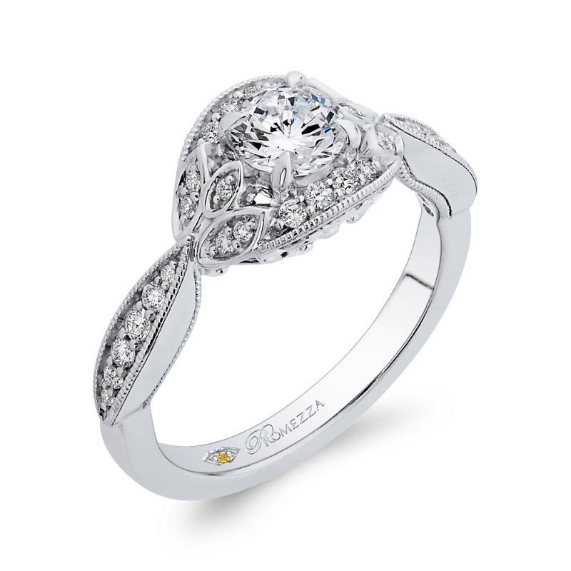 Round Diamond Engagement Ring in 14K White Gold