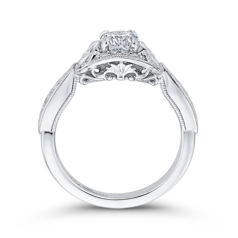 Round Diamond Engagement Ring in 14K White Gold