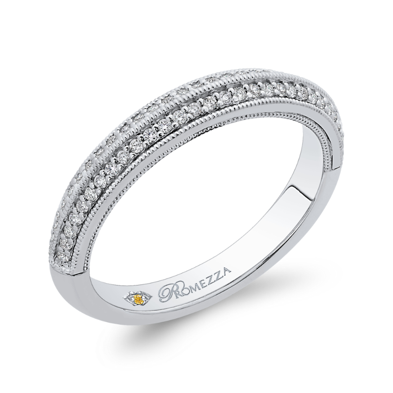 Round Diamond Half-Eternity Wedding Band in 14K White Gold