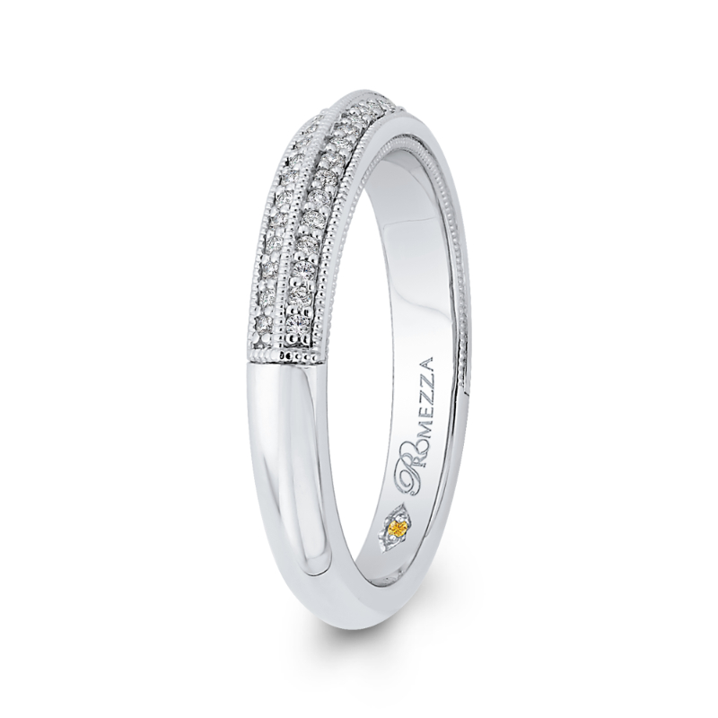 Round Diamond Half-Eternity Wedding Band in 14K White Gold
