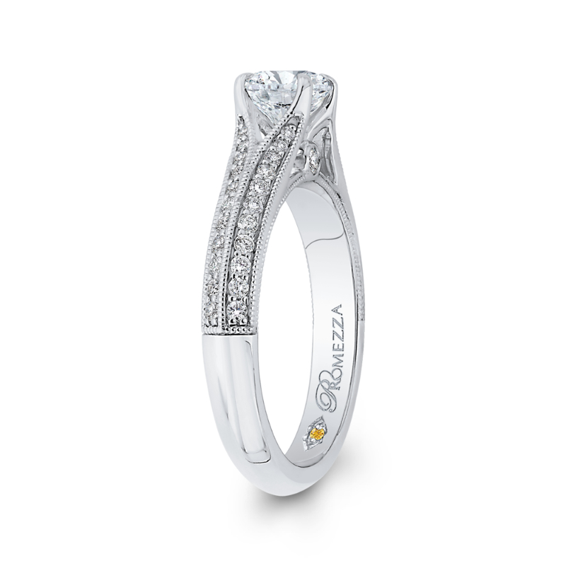 Split Shank Round Diamond Engagement Ring in 14K White Gold