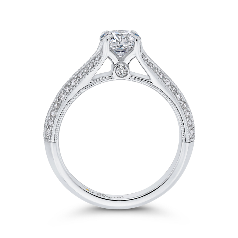 Split Shank Round Diamond Engagement Ring in 14K White Gold