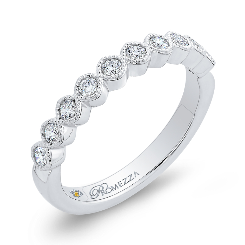 Round Diamond Half-Eternity Wedding Band in 14K White Gold