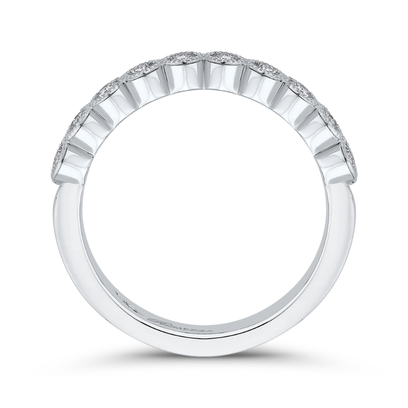 Round Diamond Half-Eternity Wedding Band in 14K White Gold