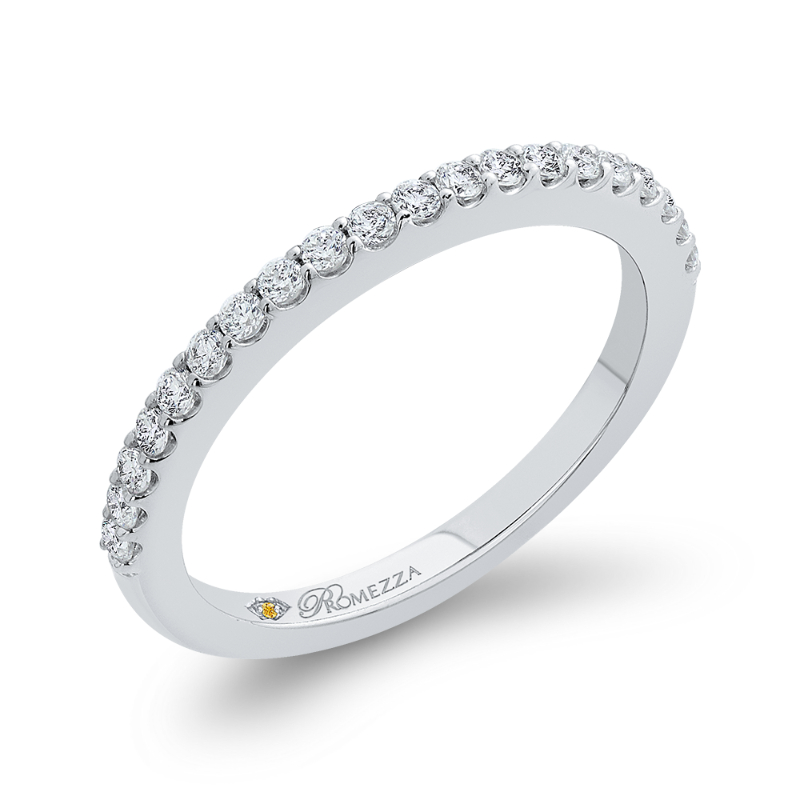Round Diamond Half-Eternity Wedding Band in 14K White Gold