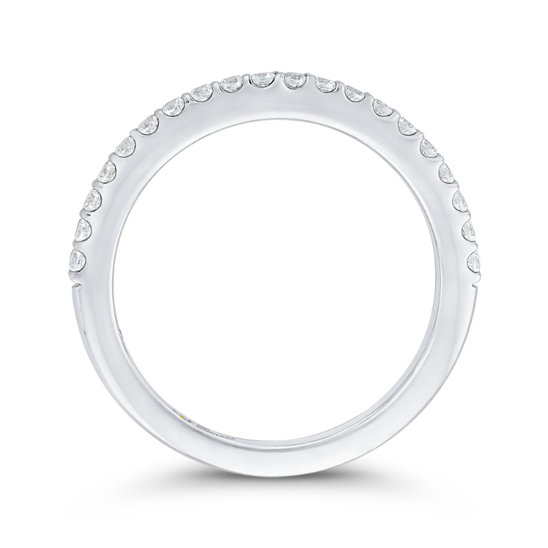 Round Diamond Half-Eternity Wedding Band in 14K White Gold