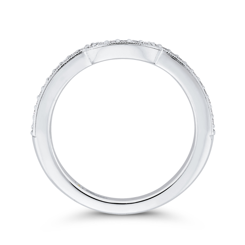 Round Diamond Half-Eternity Wedding Band in 14K White Gold