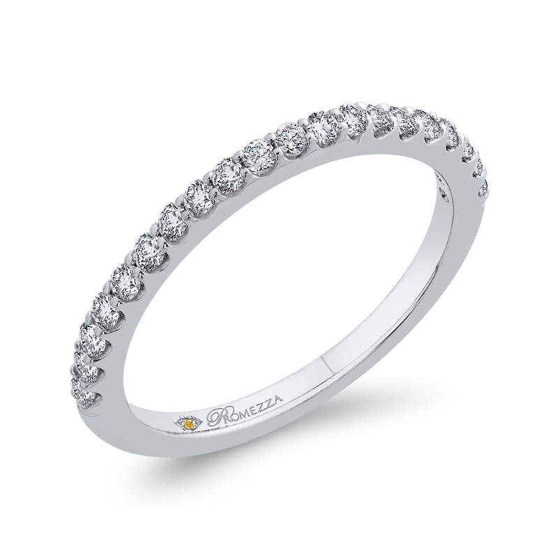 Round Diamond Half-Eternity Wedding Band in 14K White Gold