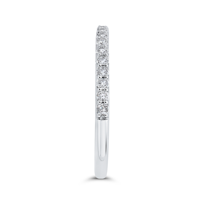 Round Diamond Half-Eternity Wedding Band in 14K White Gold