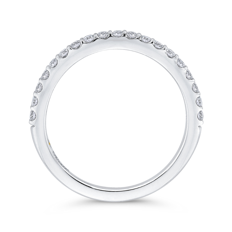 Round Diamond Half-Eternity Wedding Band in 14K White Gold