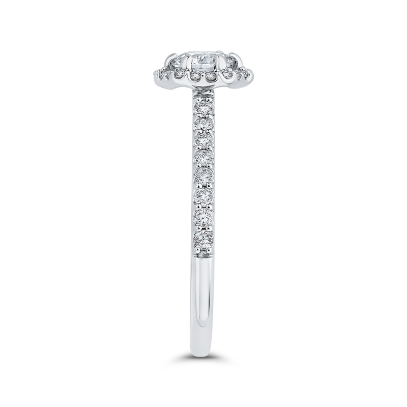 Round Diamond Halo Engagement Ring in 14K White Gold