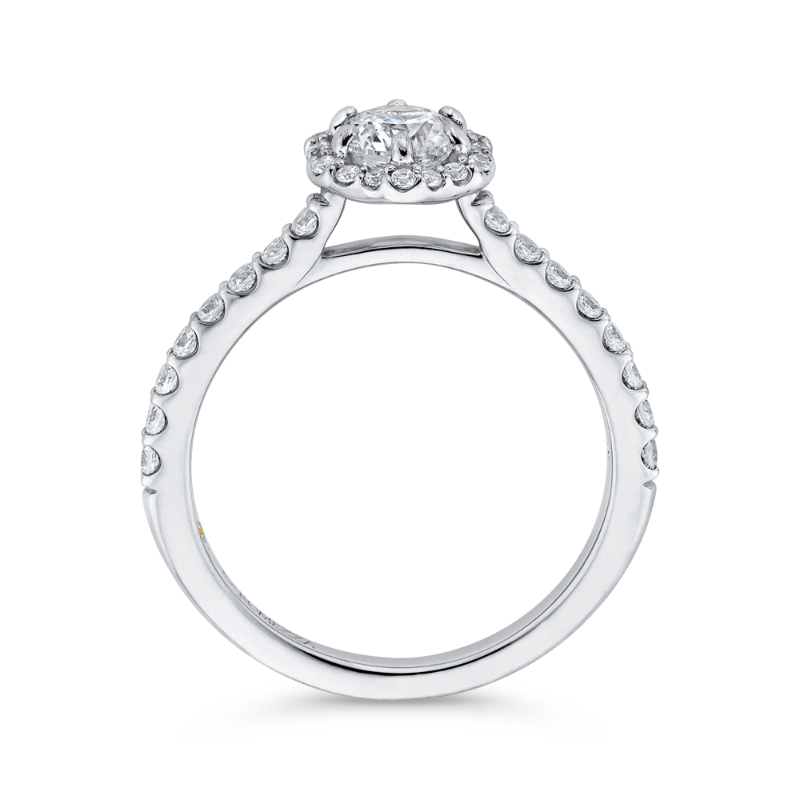 Round Diamond Halo Engagement Ring in 14K White Gold