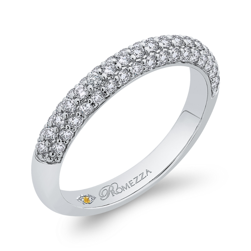Round Diamond Half-Eternity Wedding Band in 14K White Gold