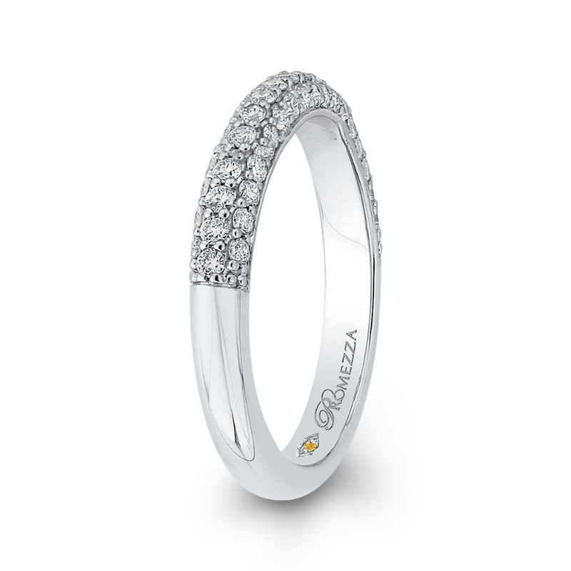 Round Diamond Half-Eternity Wedding Band in 14K White Gold