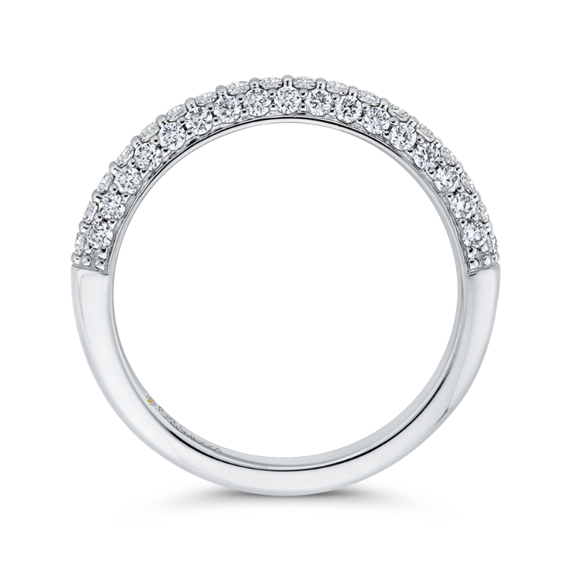 Round Diamond Half-Eternity Wedding Band in 14K White Gold