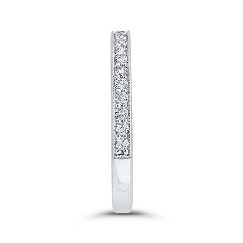 Round Diamond Half-Eternity Wedding Band in 14K White Gold