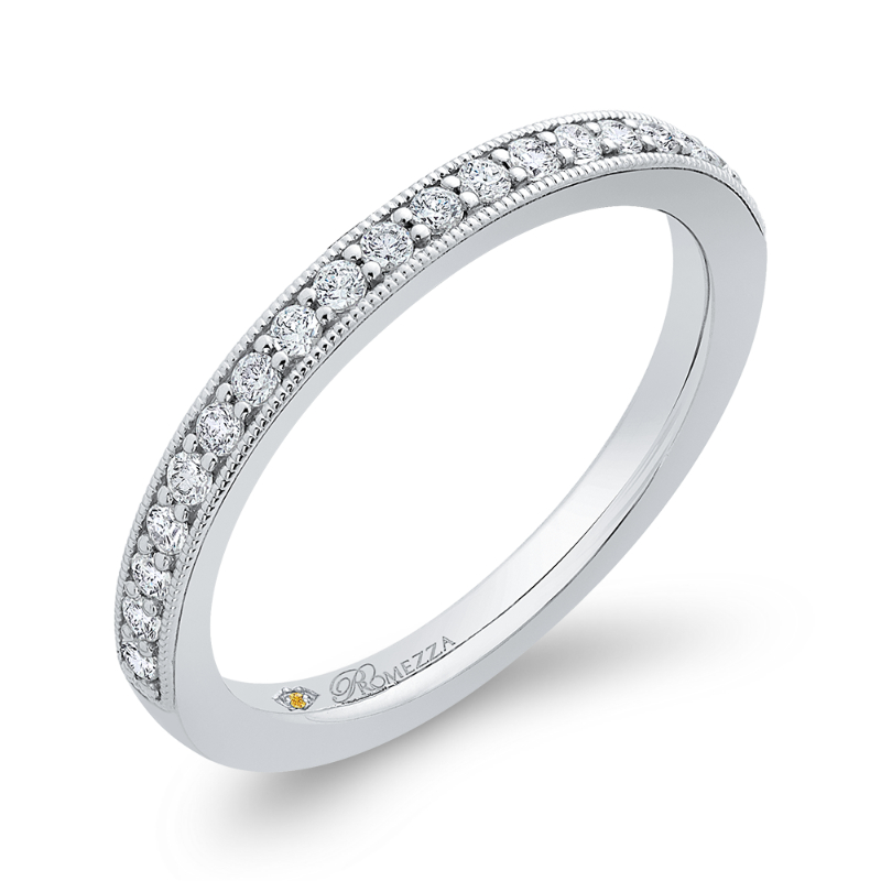 Round Diamond Half-Eternity Wedding Band in 14K White Gold