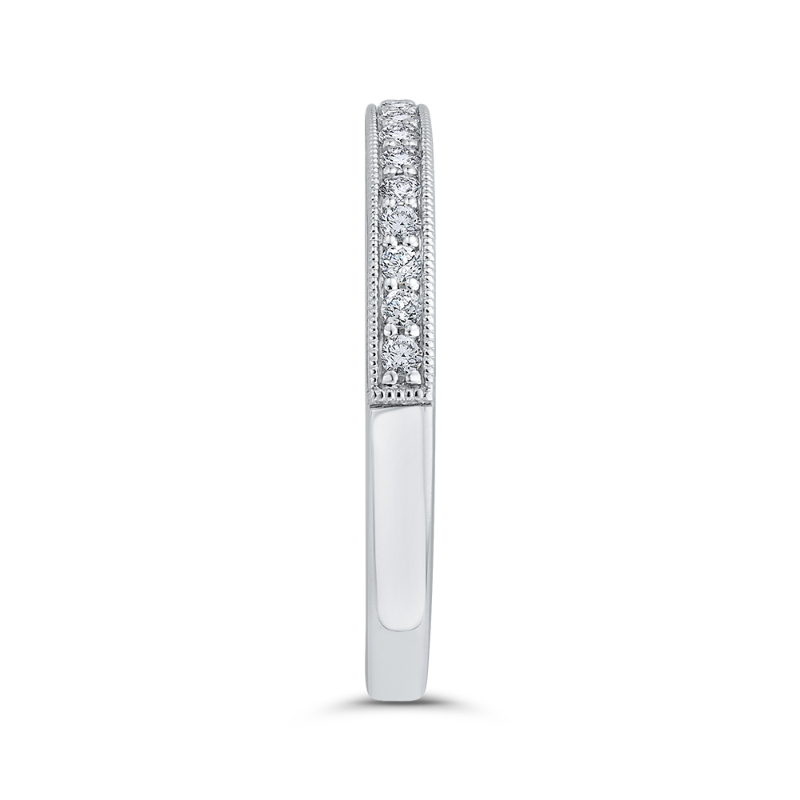 Round Diamond Half-Eternity Wedding Band in 14K White Gold