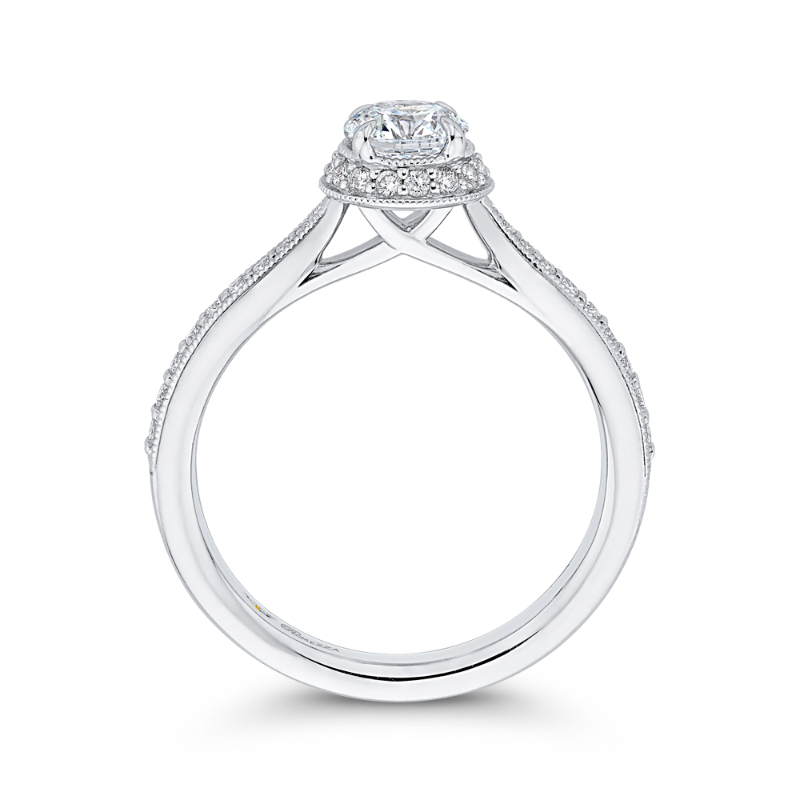 Round Diamond Halo Engagement Ring in 14K White Gold