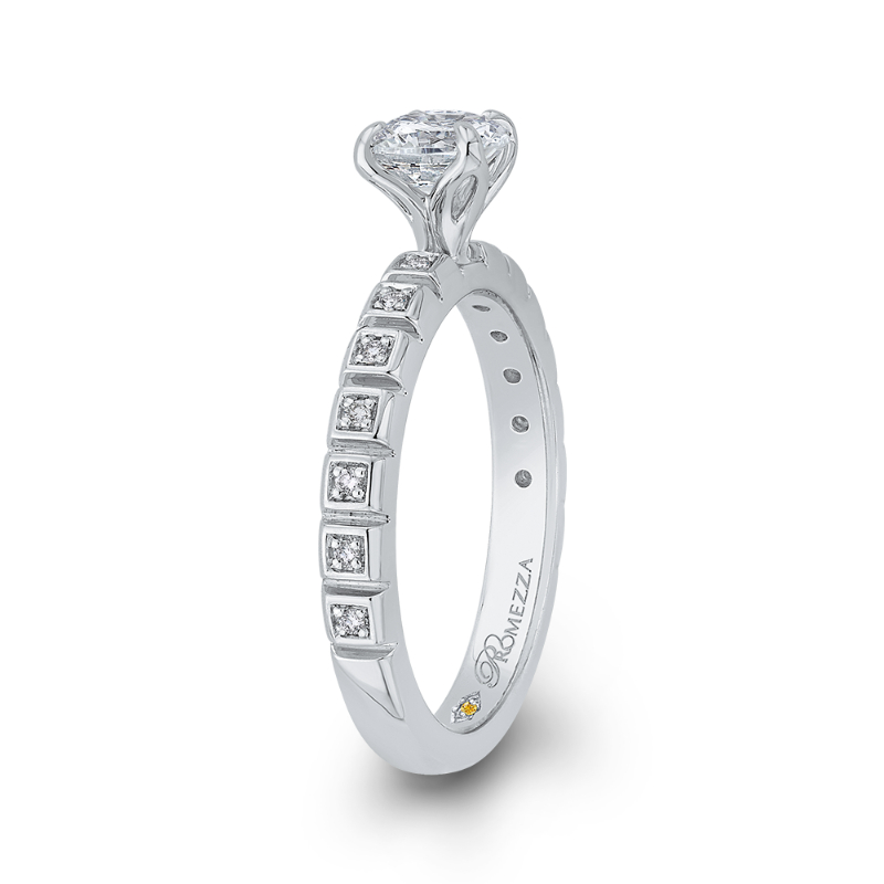 Diamond Floral Engagement Ring in 14K White Gold