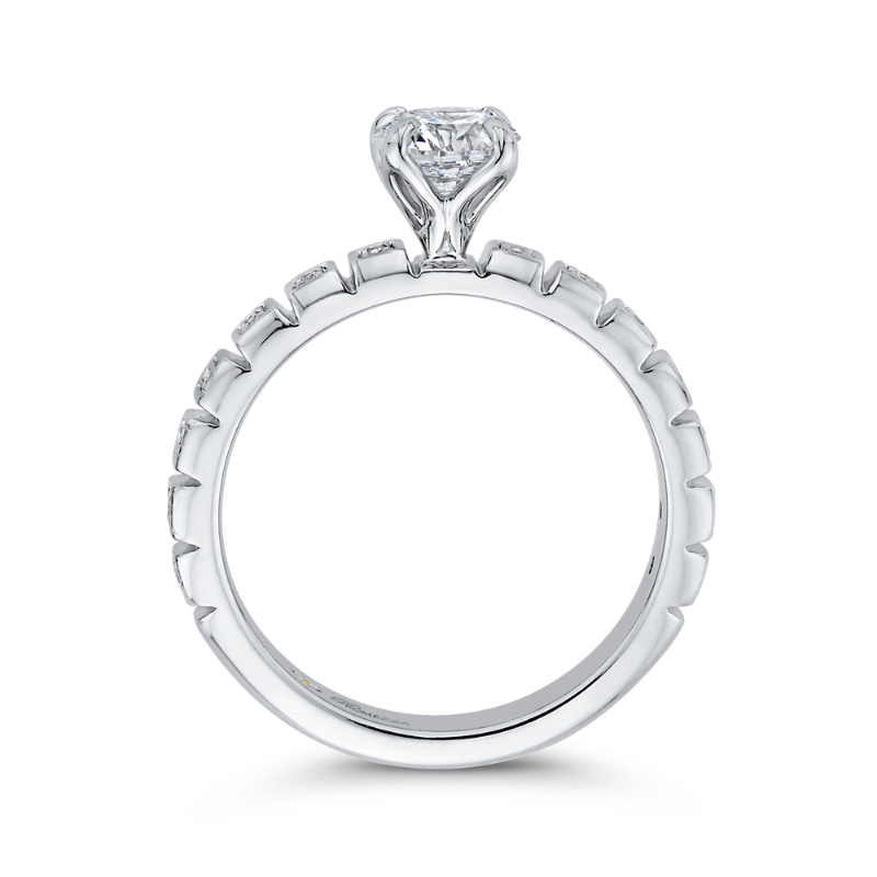 Diamond Floral Engagement Ring in 14K White Gold