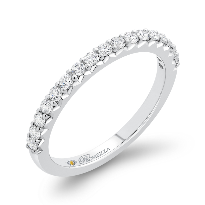 Round Diamond Half-Eternity Wedding Band in 14K White Gold