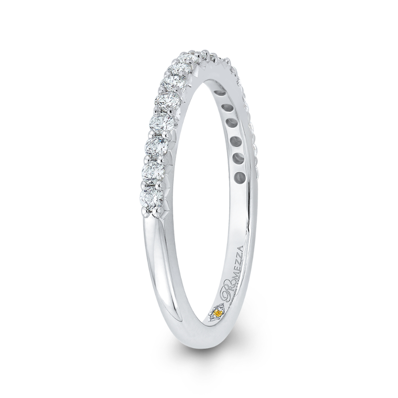 Round Diamond Half-Eternity Wedding Band in 14K White Gold